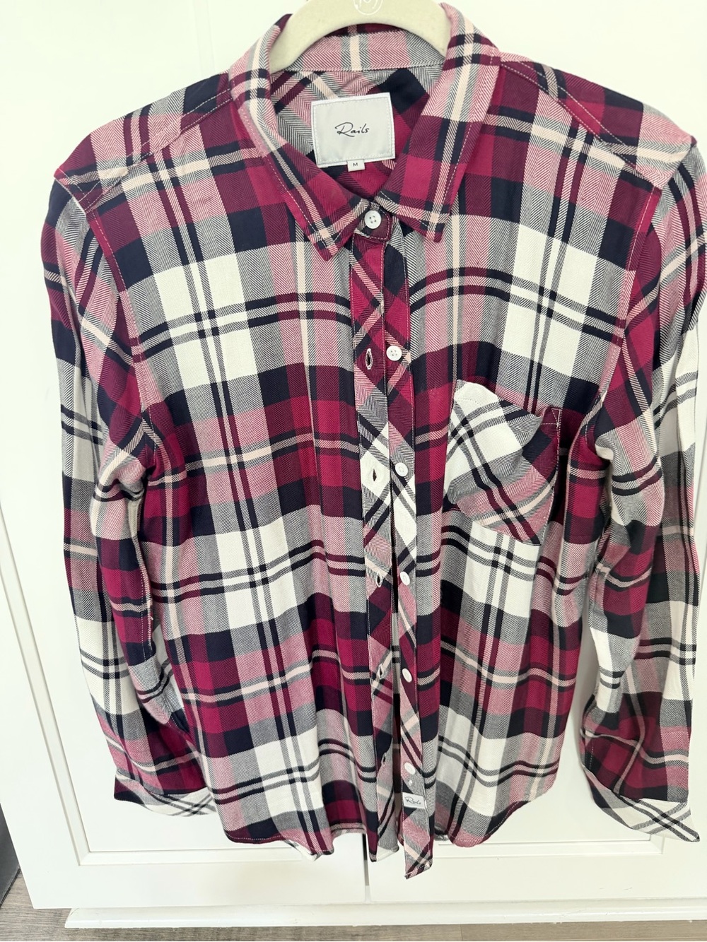 Rails Pink, Burgundy & Black Plaid Button-Down Shirt